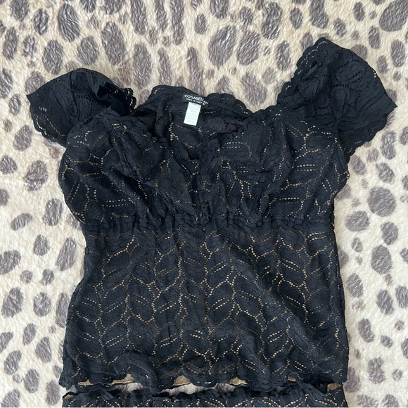 Vintage Cosabella Black Lace Top and Skirt Set - Picture 2 of 4
